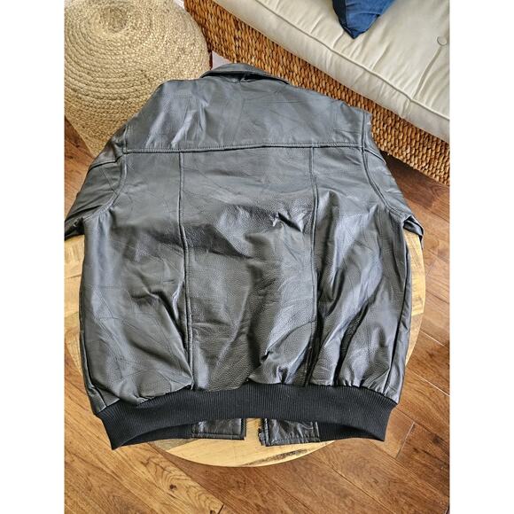 Duke Haband Vintage Black Leather Bomber Jacket Men's Size XL - Picture 10 of 10